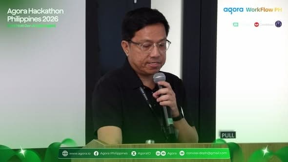 Speaker highlight from the Agora x WorkFlow PH hackathon, frame one
