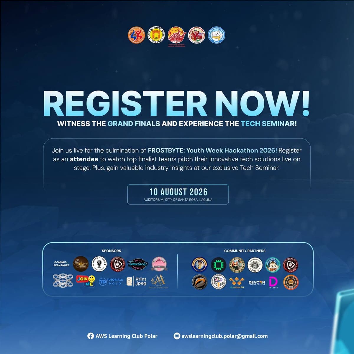Frostbyte Hackathon 2026 official poster featuring WorkFlow PH as community partner