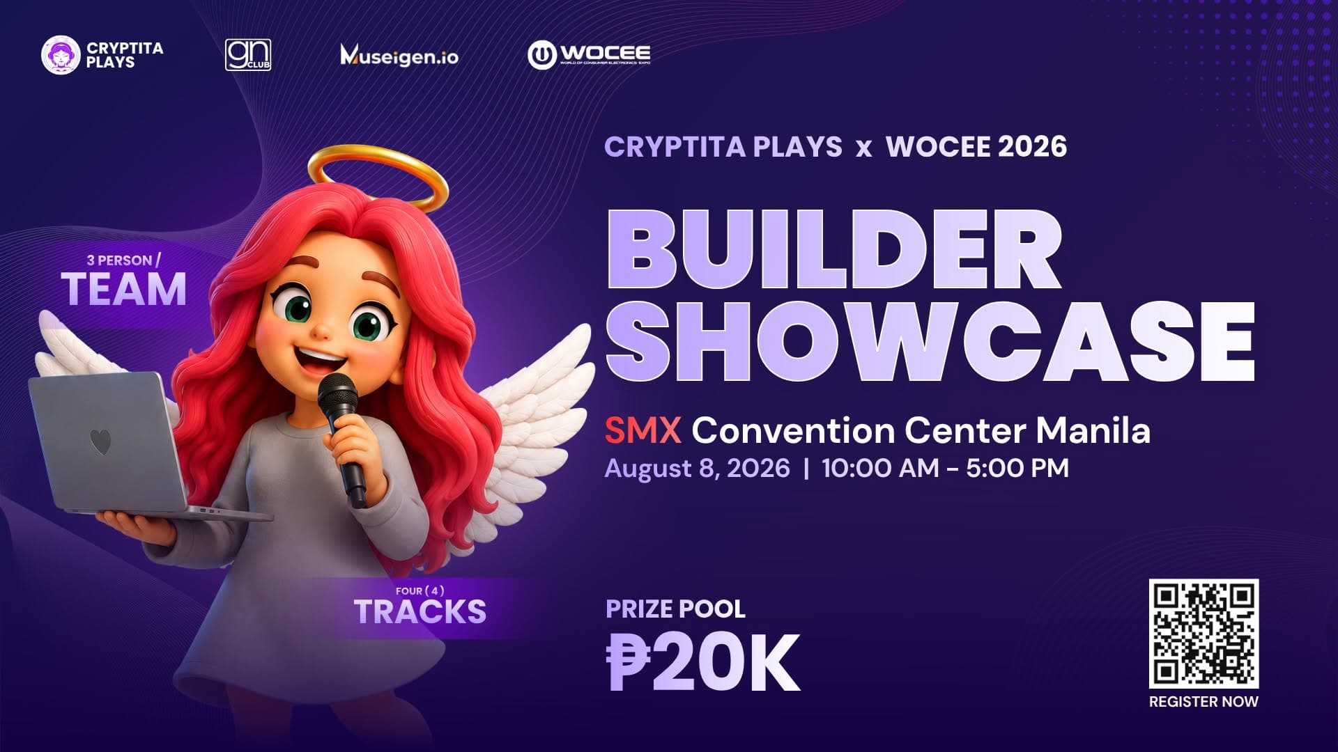 Cryptita builders showcase at WOCEE 2026 official poster